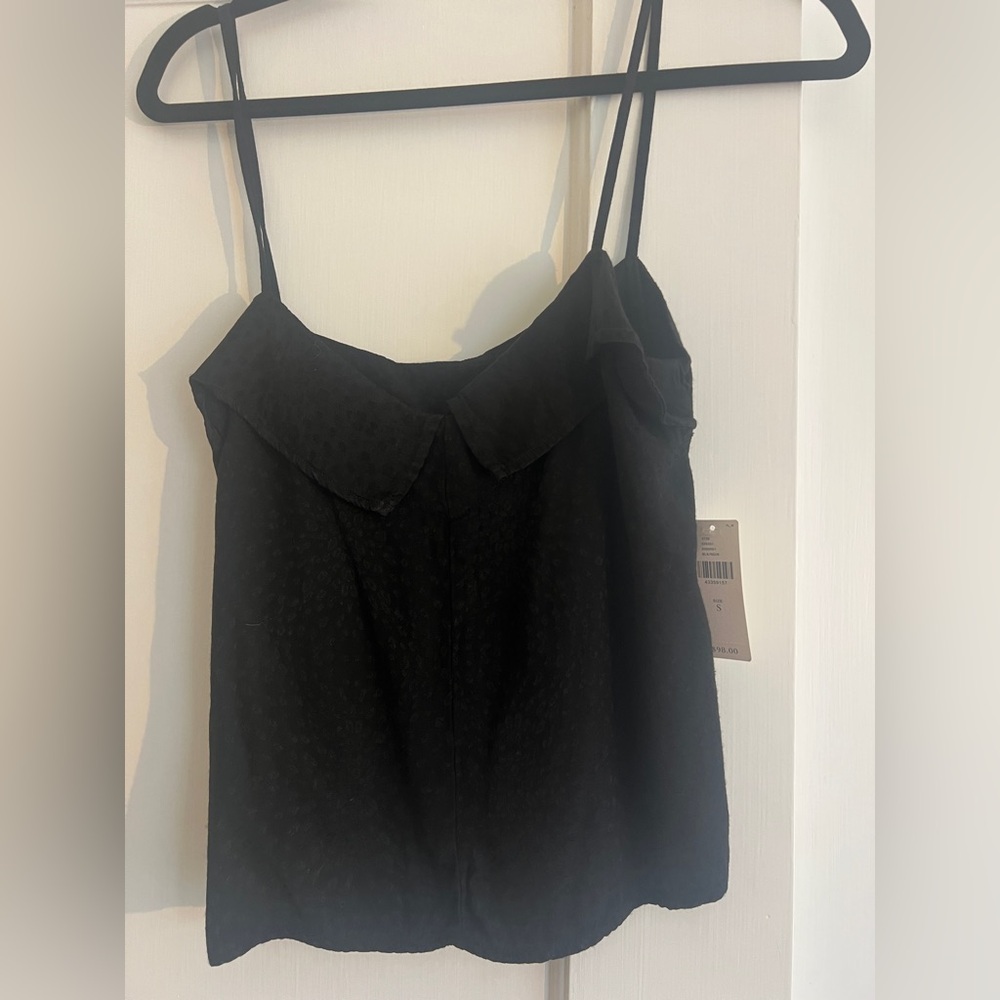 Anthropologie Black Silky Spaghetti Strap Cropped Top - NWT - Size Small